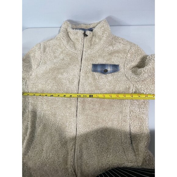 Pendleton Beige Sherpa Fleece Jacket L/G Full Zip Plaid Lining Womens Outerwear - Picture 10 of 16